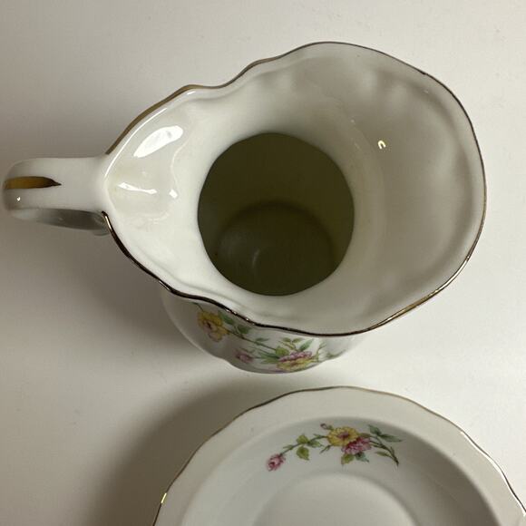 Vintage Lefton Bone China Hand Painted Flower Water/Creamer Pitcher & Bowl-Japan - Picture 3 of 8